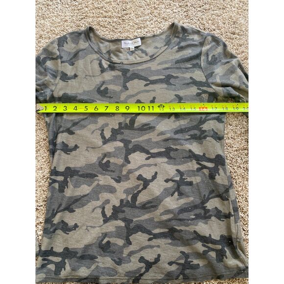 Michael Stars Madison Brushed Army Green Camo Long Sleeve Womens Small Sparkle - Picture 6 of 6